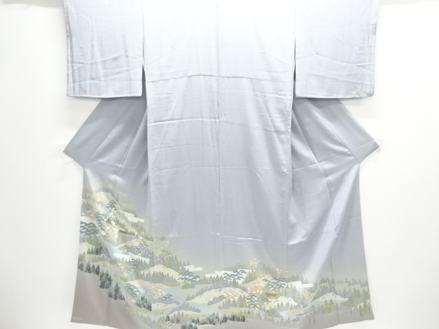 JAPANESE KIMONO / TEMPLE SCENERY PATTERN / FIVE CRESTS IRO-TOMESODE
